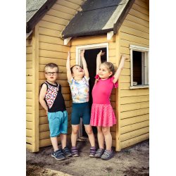 Top med farverigt print