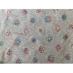 Melange gr med sm broderede blomster