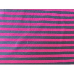 Stribet metervare Pink/gr Brede striber